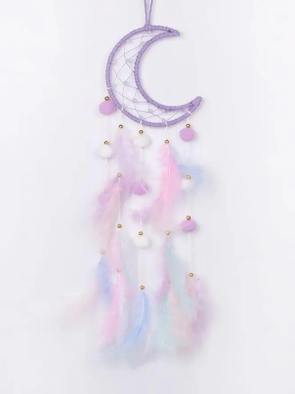 Lavender Moon Dreamcatcher with Pastel Feathers